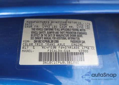 2011 Nissan Versa 1.8S from USA, damaged, VIN 3N1BC1CP6BL381280